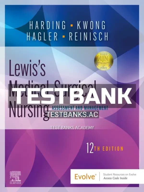 Cover for Test Bank for Lewis’s Medical-Surgical Nursing 12th Edition by Harding