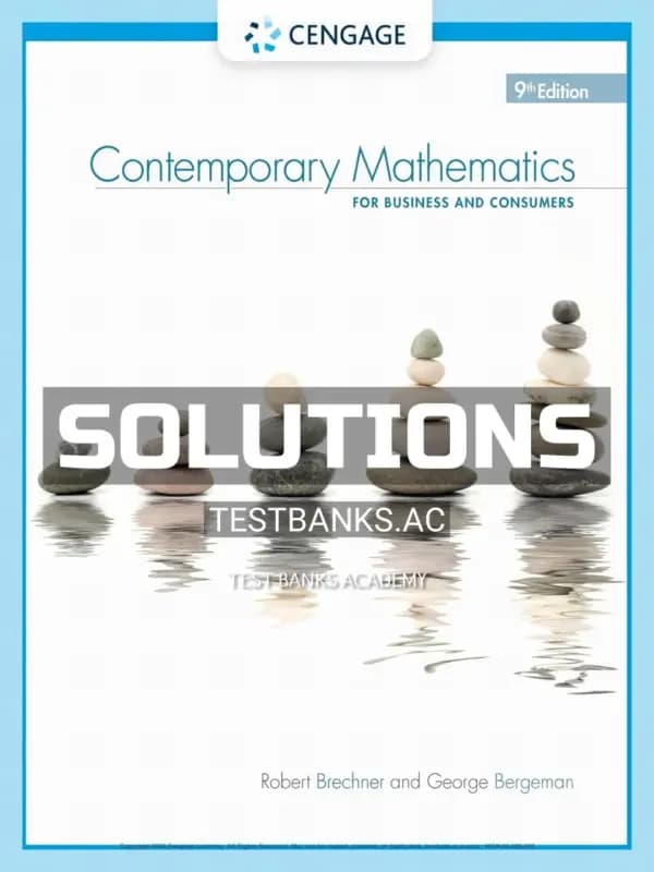 Cover for Solutions Manual for Contemporary Mathematics for Business and Consumers 9th Edition by Brechner