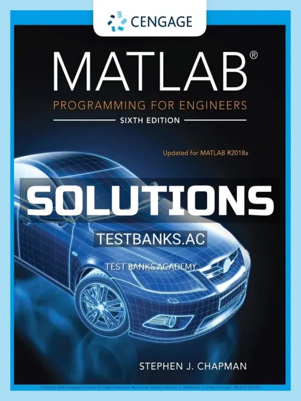 Cover for Solutions Manual for MATLAB Programming for Engineers 6th Edition by Chapman