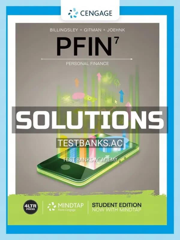 Cover for Solutions Manual for PFIN 7th Edition by Billingsley
