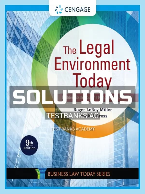 Cover for Solutions Manual for Legal Environment Today 9th Edition by Miller
