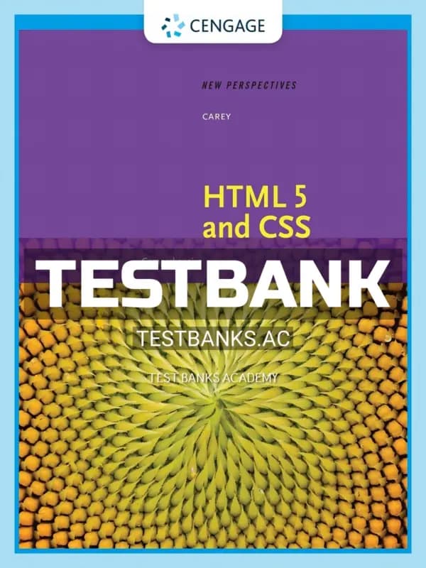 Cover for Test Bank for New Perspectives on HTML 5 and CSS Comprehensive 8th Edition by Carey