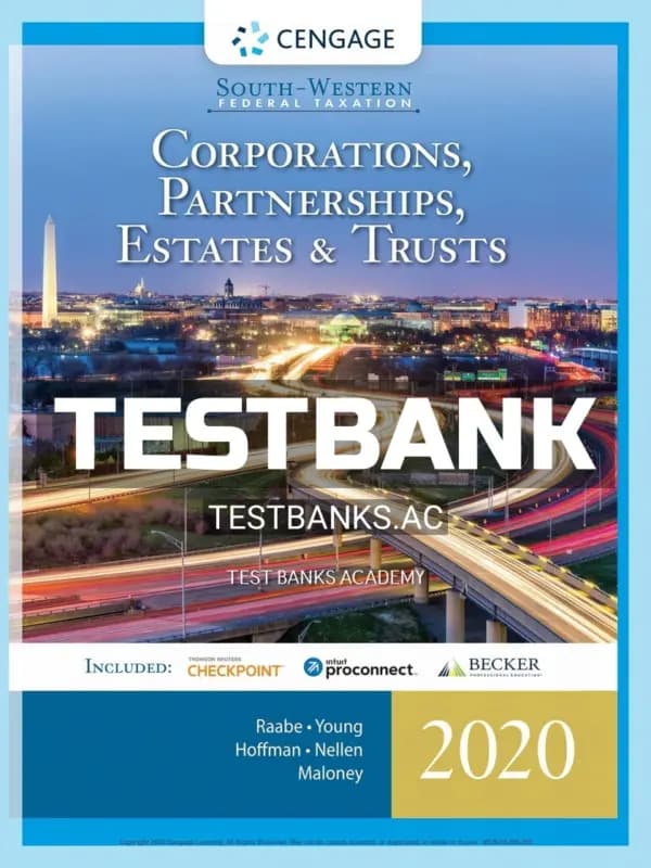 Cover for Test Bank for South-Western Federal Taxation 2020 Corporations Partnerships Estates and Trusts 43rd Edition by Raabe