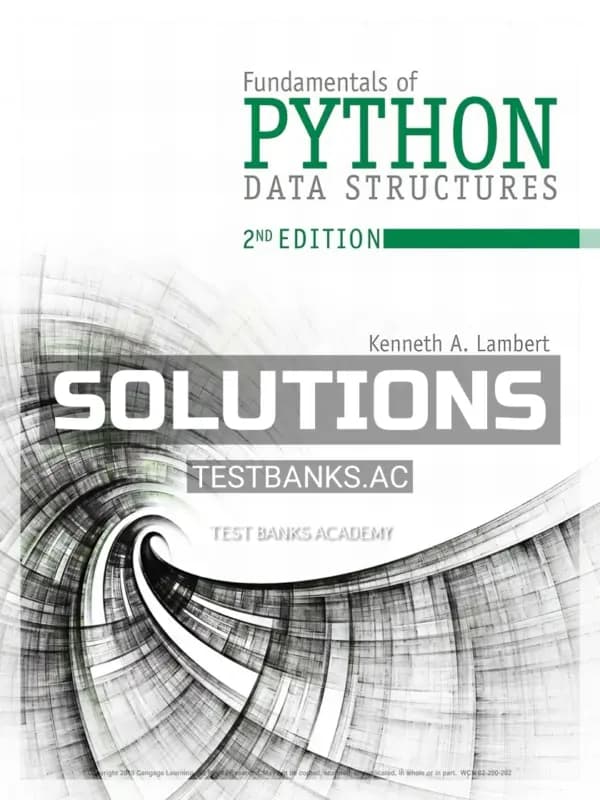 Cover for Solutions Manual for Fundamentals of Python Data Structures 2nd Edition by Lambert