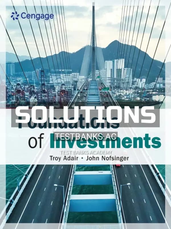 Cover for Solutions Manual for Foundations of Investments 1st Edition by Adair