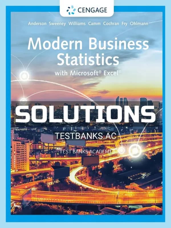 Cover for Solutions Manual for Modern Business Statistics with Microsoft Excel 7th Edition by Anderson