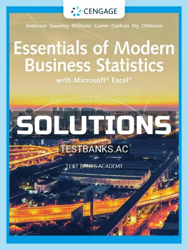 Cover for Solutions Manual for Essentials of Modern Business Statistics with Microsoft Excel 8th Edition by Anderson