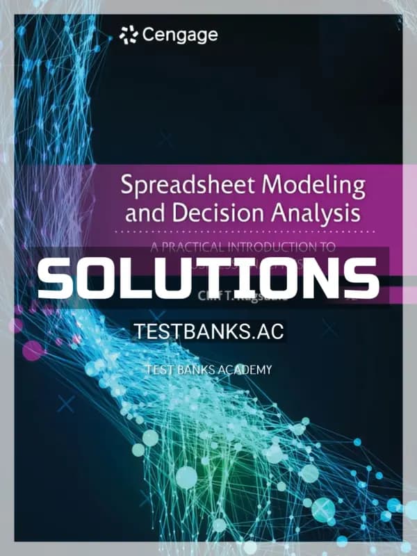 Cover for Solutions Manual for Spreadsheet Modeling and Decision Analysis 9th Edition by Ragsdale