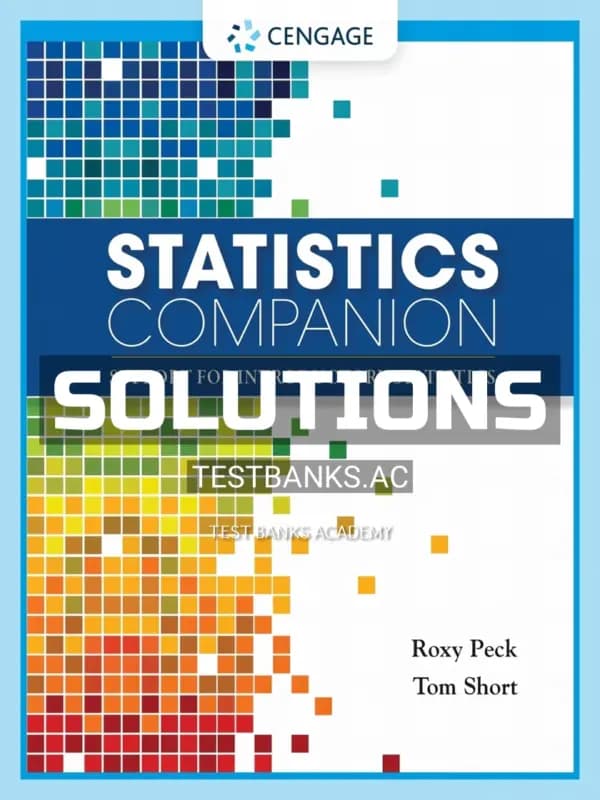 Cover for Solutions Manual for Statistics Companion Support for Introductory Statistics 1st Edition by Peck