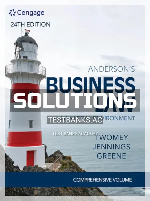 Cover for Solutions Manual for Andersons Business Law and The Legal Environment Comprehensive 24th Edition by Twomey