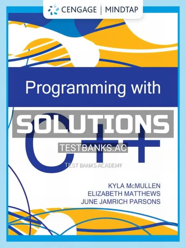 Cover for Solutions Manual for Programming with C++ 1st Edition by Mcmullen