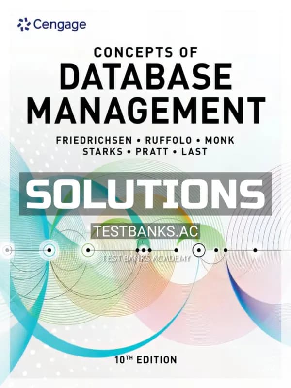 Cover for Solutions Manual for Concepts of Database Management 10th Edition by Friedrichsen