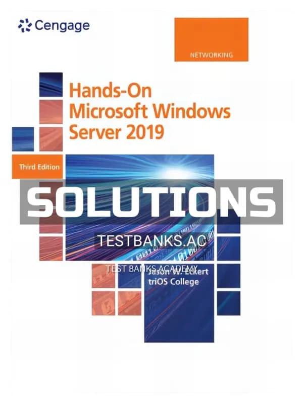 Cover for Solutions Manual for Hands On Microsoft Windows Server 2019 3rd Edition by Eckert