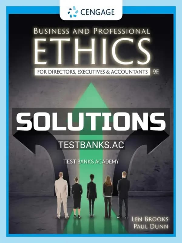 Cover for Solutions Manual for Business and Professional Ethics 9th Edition by Brooks