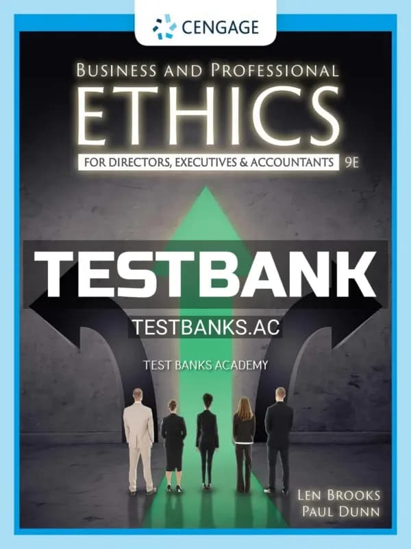 Cover for Test Bank for Business and Professional Ethics 9th Edition by Brooks