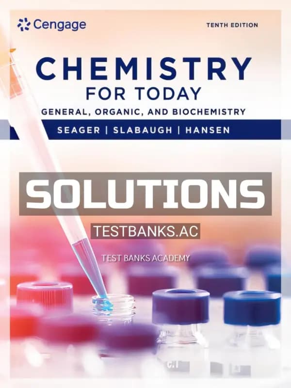 Cover for Solutions Manual for Chemistry for Today 10th Edition by Seager