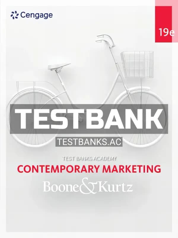 Cover for Test Bank for Contemporary Marketing 19th Edition by Boone