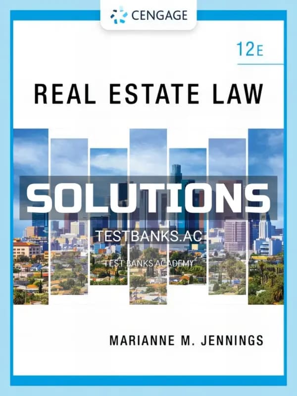 Cover for Solutions Manual for Real Estate Law 12th Edition by Jennings