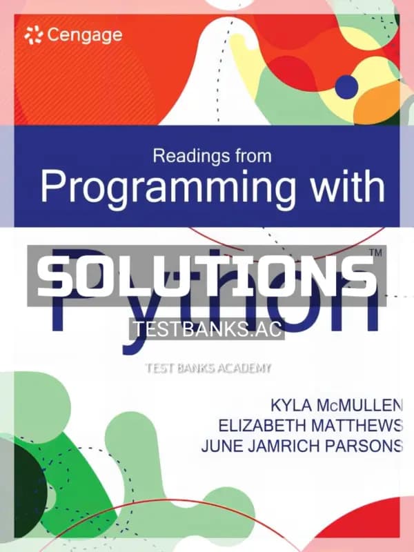 Cover for Solutions Manual for Readings from Programming with Python 1st Edition by Mcmullen