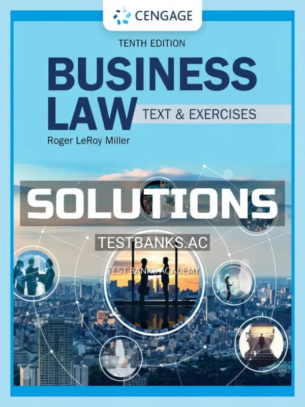 Cover for Solutions Manual for Business Law Text and Exercises 10th Edition by Miller