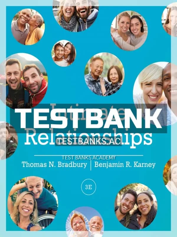 Cover for Test Bank for Intimate Relationships 3rd Edition by Bradbury