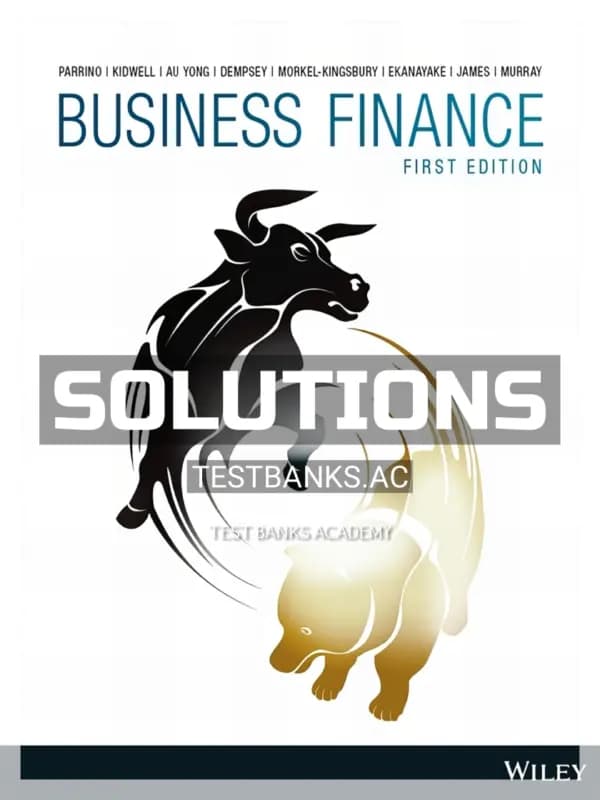 Cover for Solutions Manual for Business Finance 1st Edition by Kidwell