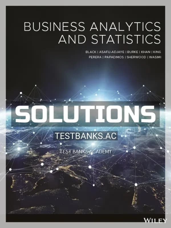Cover for Solutions Manual for Business Analytics and Statistics 1st Edition by Black