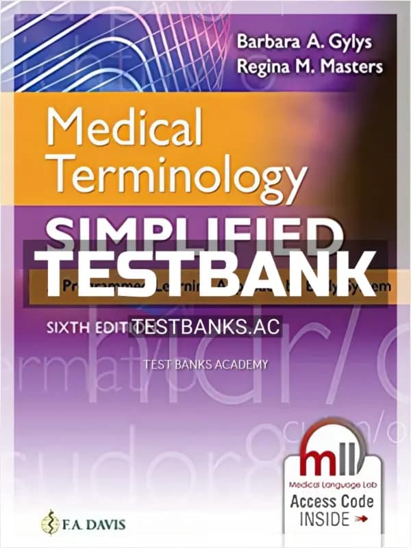 Cover for Test Bank for Medical Terminology Simplified 6th Edition by Gylys