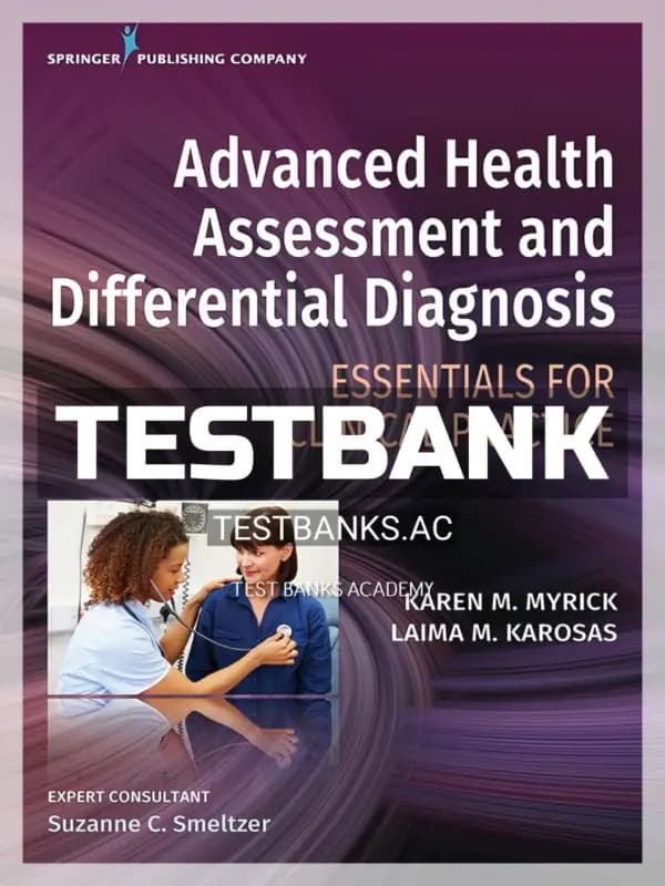 Cover for Test Bank for Advanced Health Assessment and Differential Diagnosis Essentials for Clinical Practice 1st Edition by Myrick