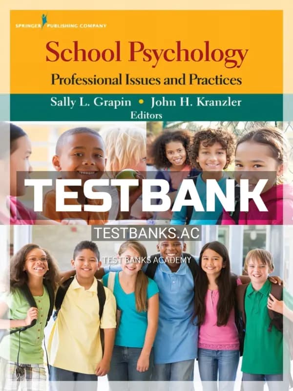 Cover for Test Bank for School Psychology Professional Issues and Practices 1st Edition by Grapin