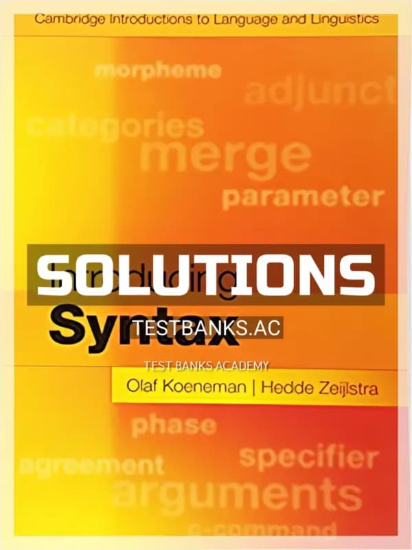 Cover for Solutions Manual for Introducing Syntax 1st Edition by Koeneman
