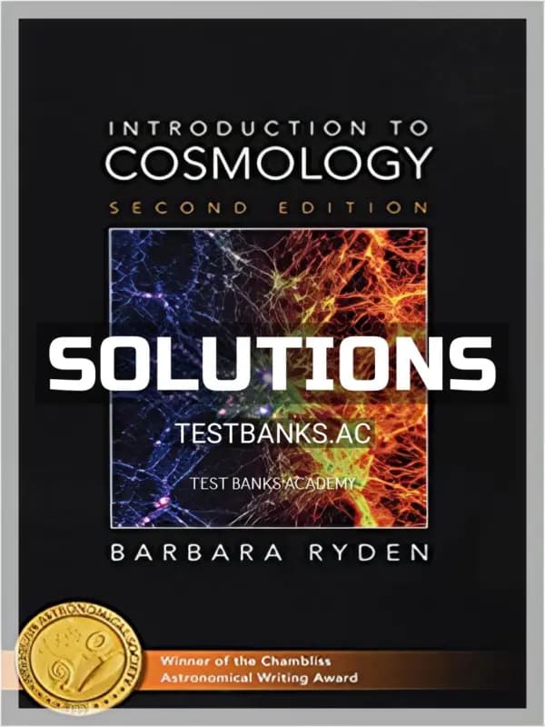 Cover for Solutions Manual for Introduction to Cosmology 2nd Edition by Ryden