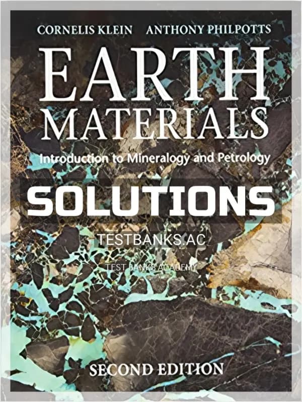 Cover for Solutions Manual for Earth Materials Introduction to Mineralogy and Petrology 2nd Edition by Klein