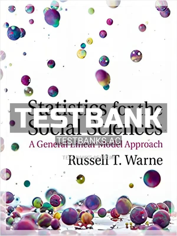 Cover for Test Bank for Statistics for the Social Sciences A General Linear Model Approach 1st Edition by Warne