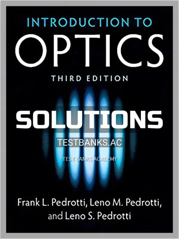 Cover for Solutions Manual for Introduction to Optics 3rd Edition by Pedrotti