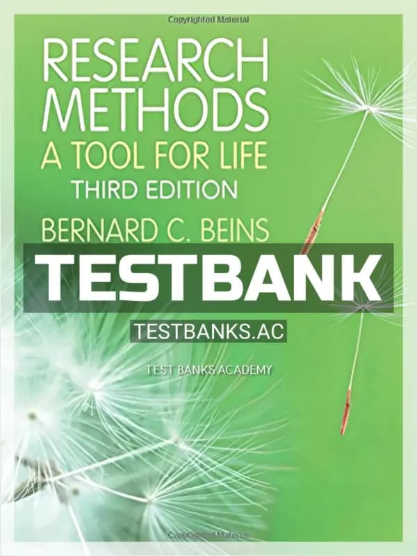 Cover for Test Bank for Research Methods A Tool for Life 3rd Edition by Beins