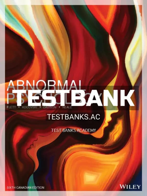 Cover for Test Bank for Abnormal Psychology 3rd CA Edition by Flett