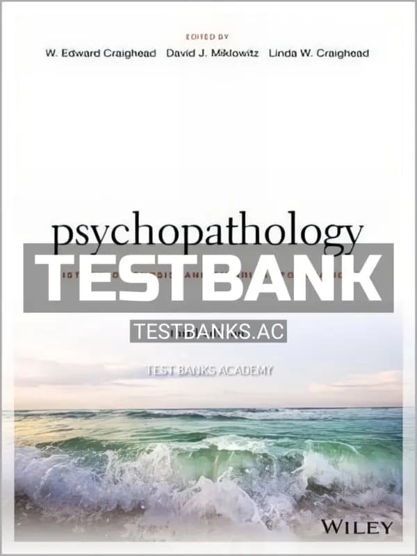 Cover for Test Bank for Psychopathology 3rd Edition by Craighead