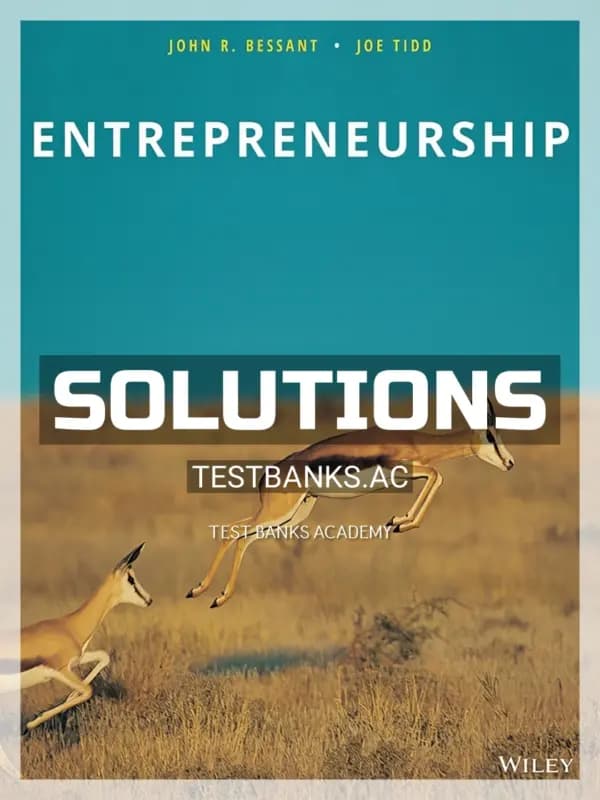 Cover for Solutions Manual for Entrepreneurship 1st Edition by Bessant