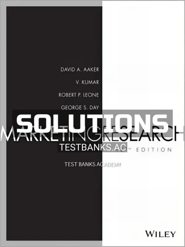 Cover for Solutions Manual for Marketing Research 12th Edition by Aaker