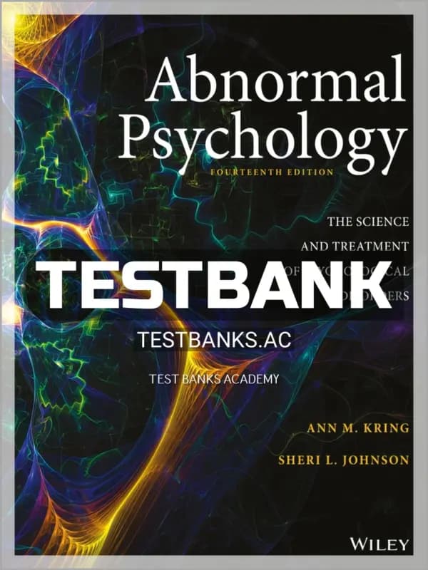 Cover for Test Bank for Abnormal Psychology 14th Edition by Kring