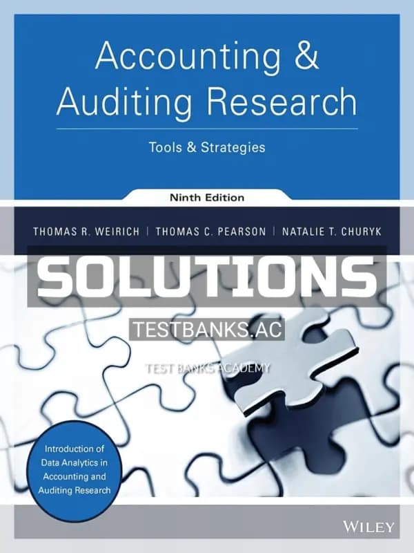 Cover for Solutions Manual for Accounting and Auditing Research Tools and Strategies 9th Edition by Weirich