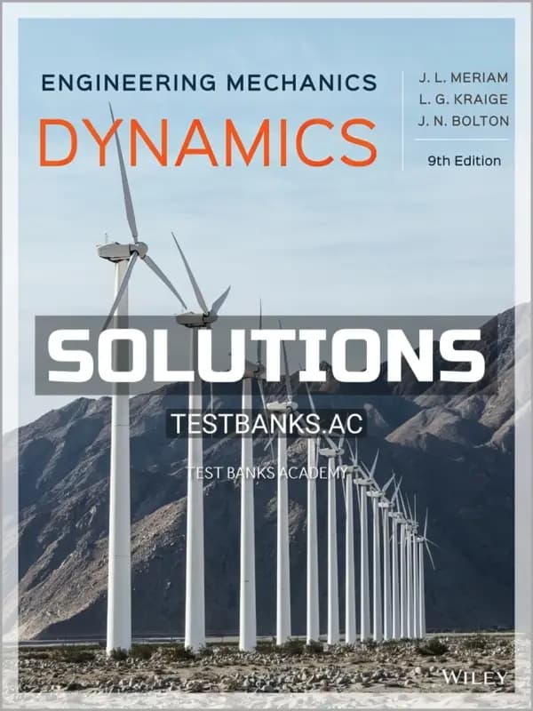 Cover for Solutions Manual for Engineering Mechanics Dynamics 9th Edition by Meriam