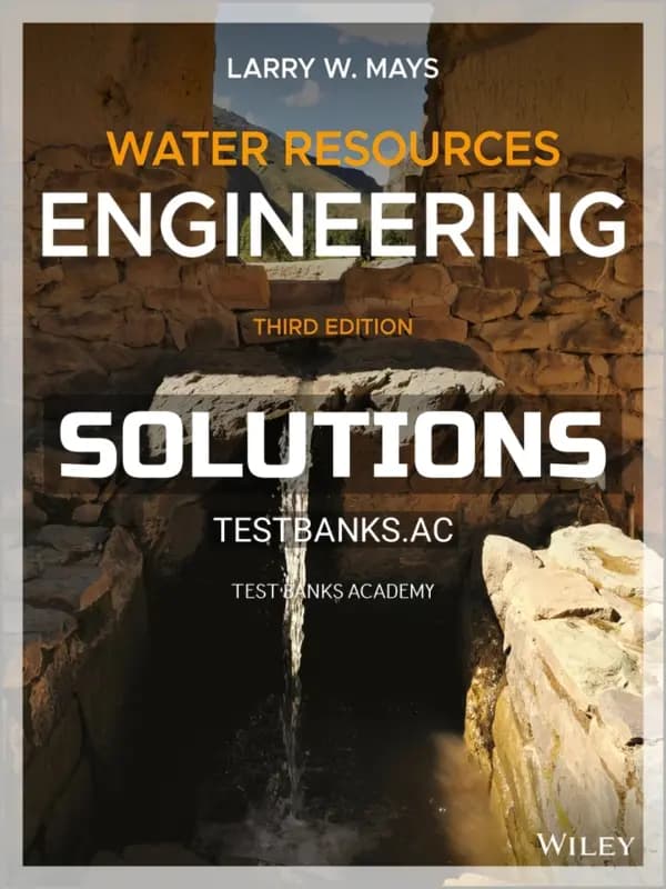 Cover for Solutions Manual for Water Resources Engineering 3rd Edition by Mays