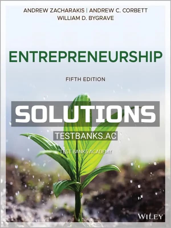 Cover for Solutions Manual for Entrepreneurship 5th Edition by Zacharakis