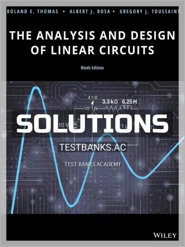 Cover for Solutions Manual for Analysis and Design of Linear Circuits 9th Edition by Thomas