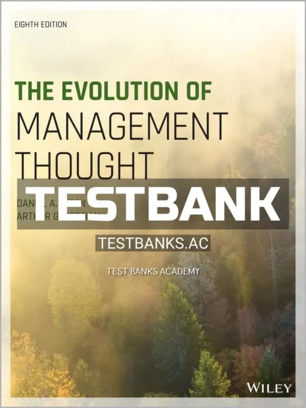 Cover for Test Bank for Evolution of Management Thought 8th Edition by Wren