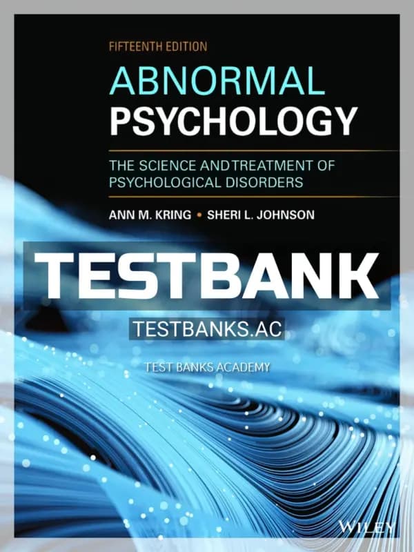 Cover for Test Bank for Abnormal Psychology 15th Edition by Kring