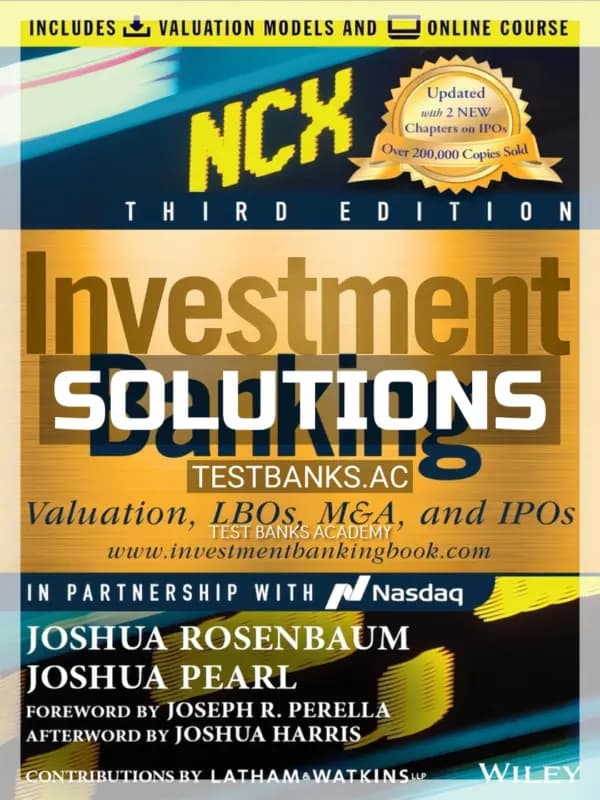 Cover for Solutions Manual for Investment Banking 3rd Edition by Rosenbaum