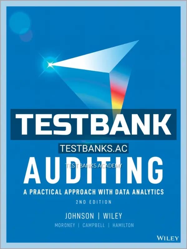 Cover for Test Bank for Auditing Practical Approach with Data Analytics 2nd Edition by Johnson